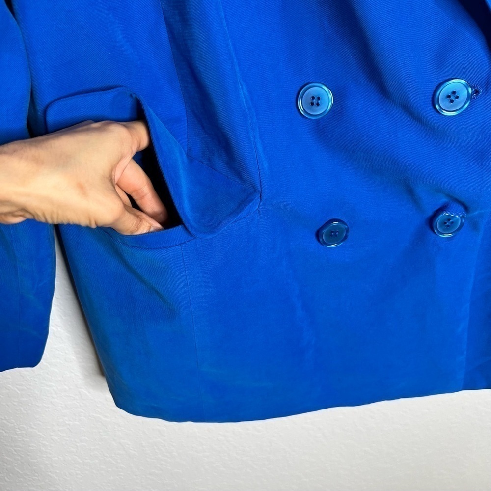 Eloquii Blazer Jacket Women Size 18 Blue Mid Length Button Front Coat C2 - Picture 4 of 9